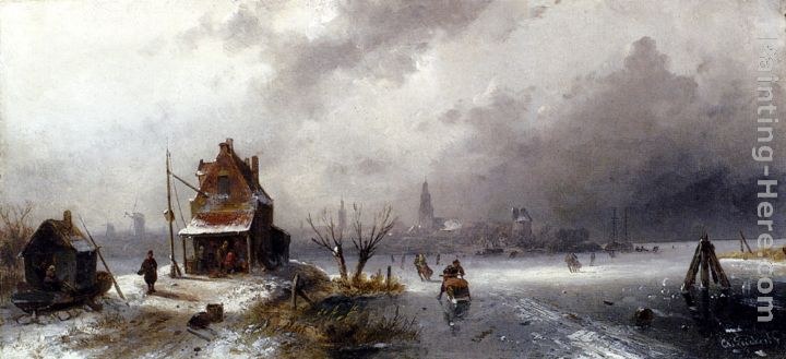 Charles Henri Joseph Leickert Figures On A Frozen Lake